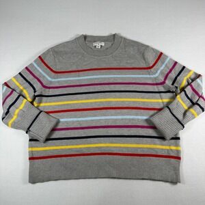 La Ligne XL Striped Sweater Crew Neck Pullover Multicolor Colorful Knit Top